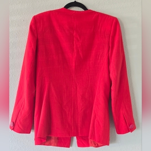 John Meyer Jacket Women Sz 10 Pink Long Sleeve One Button Embroidered Collarless - Picture 9 of 15